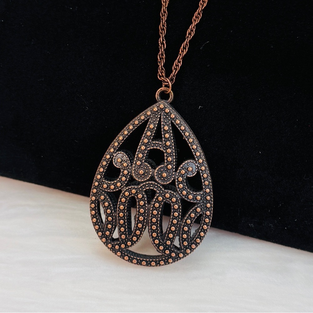 Bohemian chic, long Brown Teardrop Pendant Necklace - Picture 8 of 12